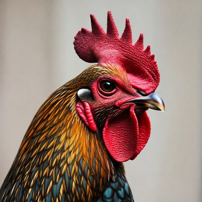 Rooster with red comb