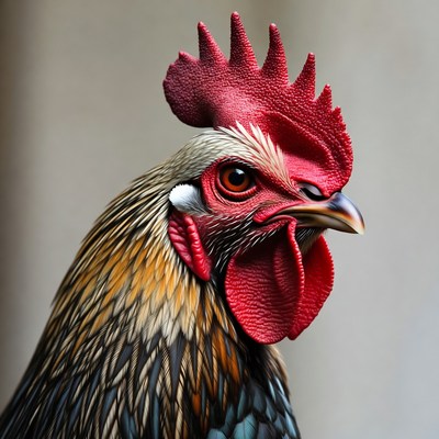 Closeup of colorful rooster head