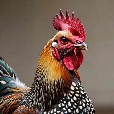 Colorful Rooster Close-Up Portrait