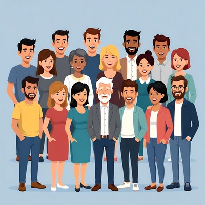 Diverse team standing together