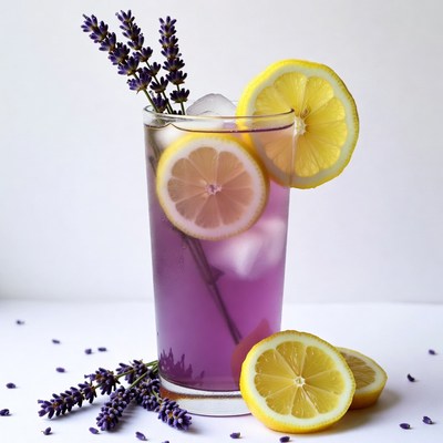 Purple Lavender Lemonade with Lemon Slices