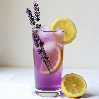 Purple Lavender Lemonade with Lemon Slices