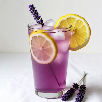 Purple Lavender Lemonade with Lemon Slices