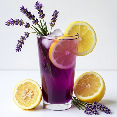 Purple Lavender Lemonade with Lemon Slices