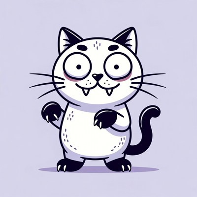 Cute cartoon cat with wide eyes
