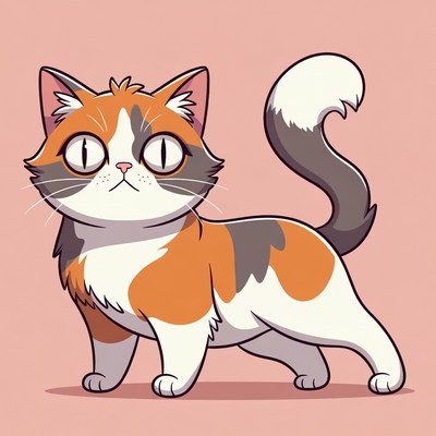 Cute calico cat illustration