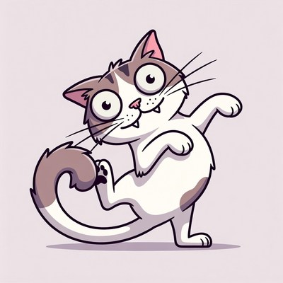 Cartoon cat dancing playfully