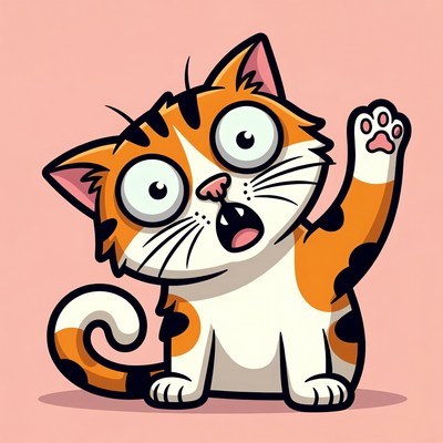 Cartoon orange cat waving hello