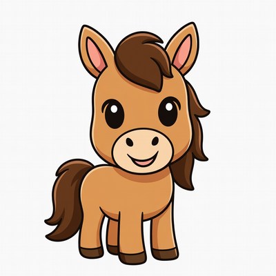 Cute cartoon baby horse