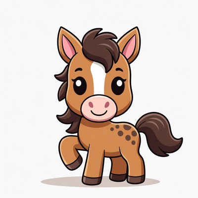 Cute cartoon baby horse