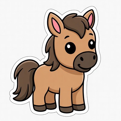 Cute cartoon baby horse