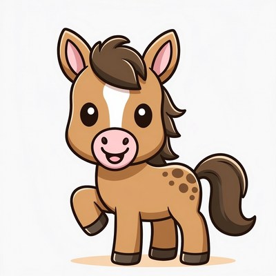 Cute cartoon baby horse