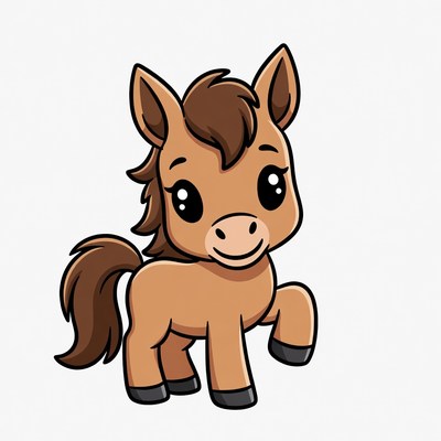 Cute cartoon baby horse