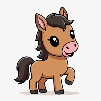 Cute cartoon baby horse