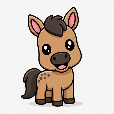 Cute cartoon baby horse