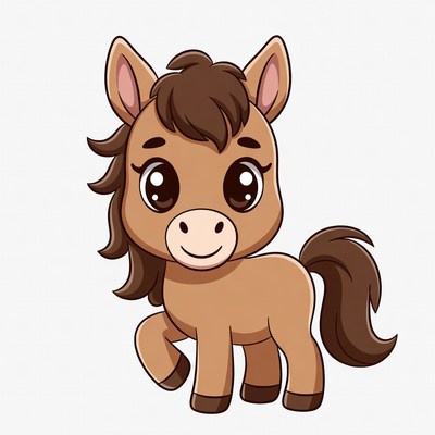Cute cartoon brown foal