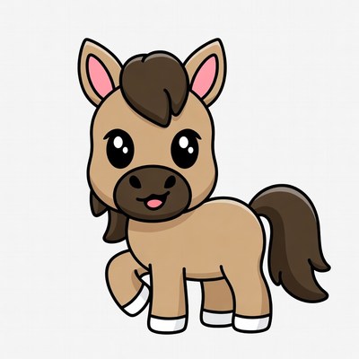 Cute cartoon baby horse