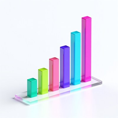 Colorful 3D Bar Graph on Glass Base