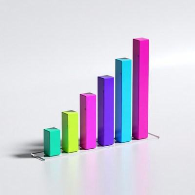 Colorful ascending bar graph chart