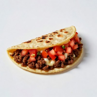Beef taco with tomatoes and cheese