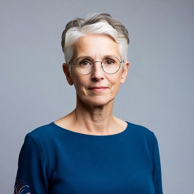 Elderly woman with short gray hair