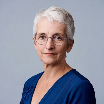 Elderly woman with short gray hair