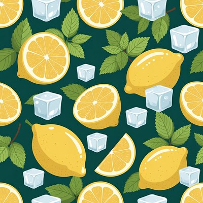 Lemon Mint Ice Cubes Pattern