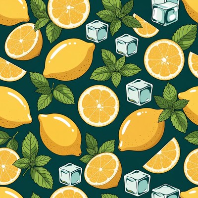 Lemon Mint Ice Cubes Pattern