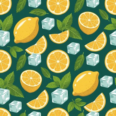 Lemon Mint Ice Seamless Pattern