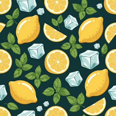 Lemon Mint Ice Cubes Pattern