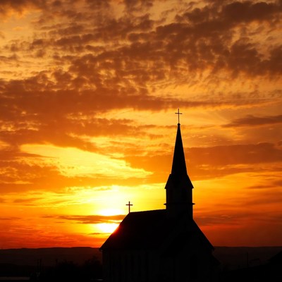 Church silhouette at sunset