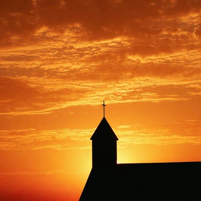 Church silhouette at sunset