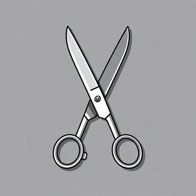 Silver Scissors on Gray Background