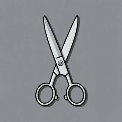 Scissors on gray background