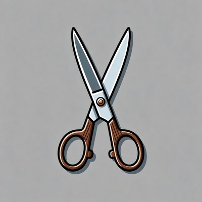 Scissors on gray background