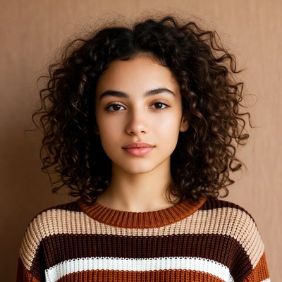 Young woman with curly hair