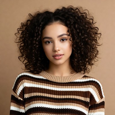 Young woman with curly hair
