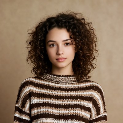 Young woman with curly hair
