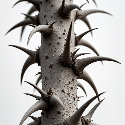 Spiky cactus stem close-up