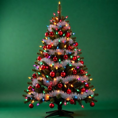 Lit Christmas Tree with Ornaments