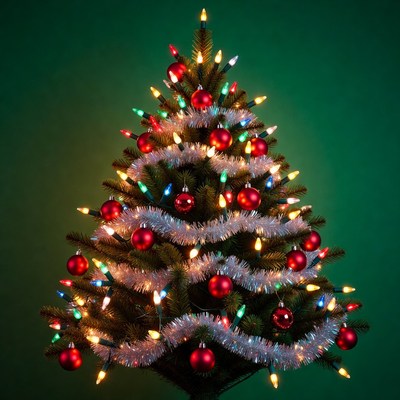 Lit Christmas Tree with Ornaments