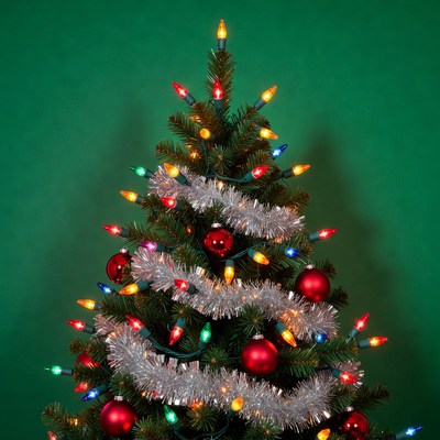 Christmas tree with lights and ornaments