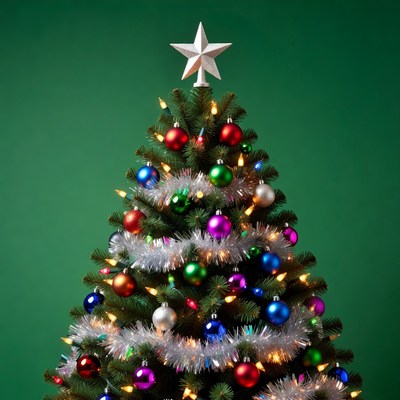 Lit Christmas Tree with Star Topper