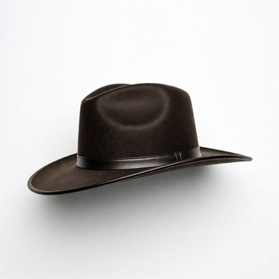 Brown cowboy hat on white background