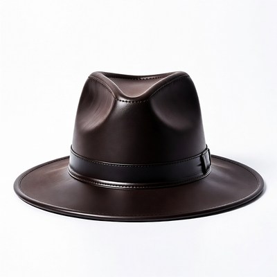 Brown leather fedora hat