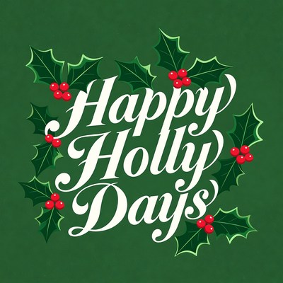 Happy Holidays Holly Illustration