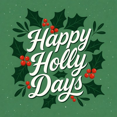 Happy Holidays Holly Illustration