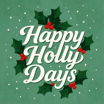 Happy Holidays Holly Greeting
