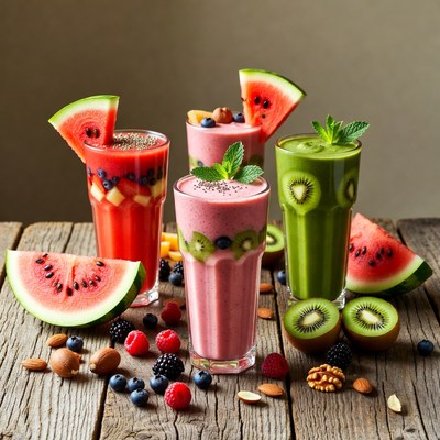 Colorful Fruit Smoothie Glasses