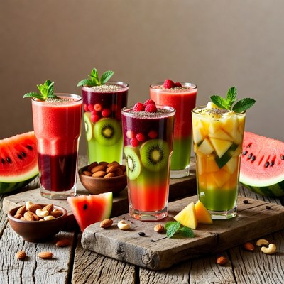 Colorful Fruit Smoothies with Watermelon